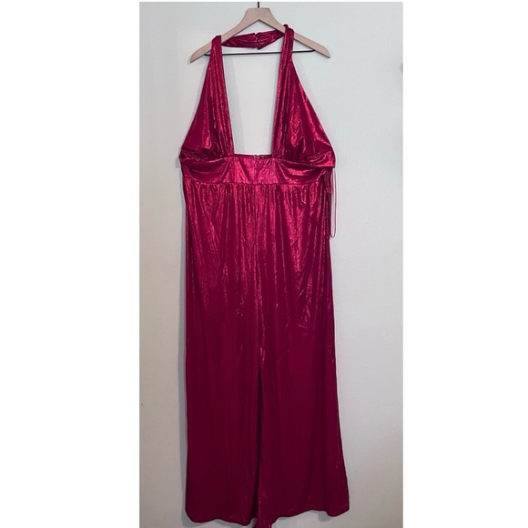 Fashion Nova Red Glitter and Glamour Jumpsuit 3X Plus Size Fashion Halter Top - Picture 3 of 13